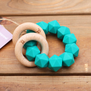Abby Rattle- Emerald Silicone & Beech Wood